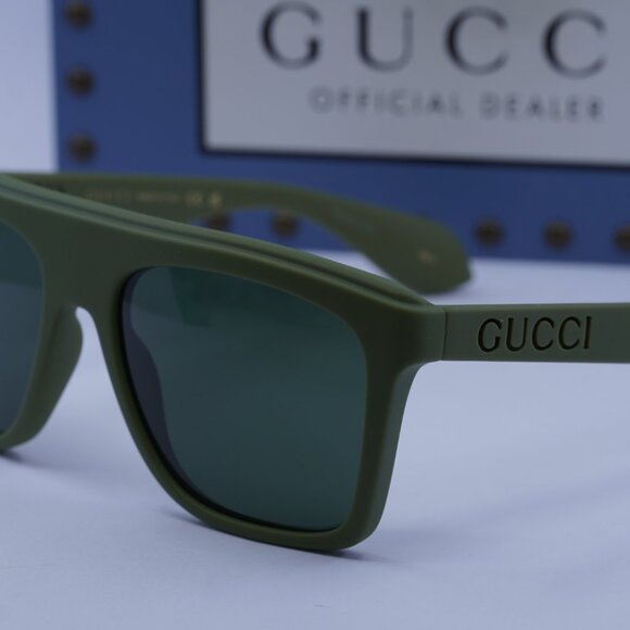 Gucci GG1570S 007 Square Sunglasses - Matte Green/Green - Picture 2 of 10